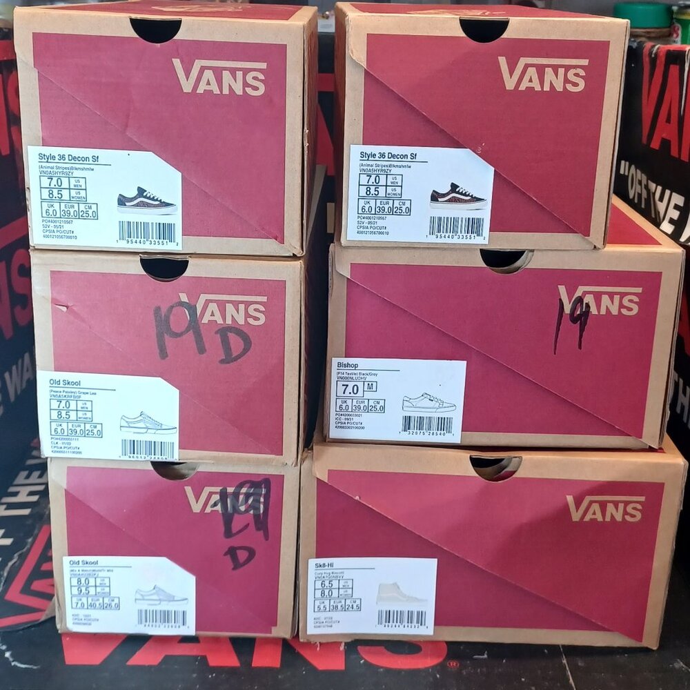 (6) Vans Empty Shoe Boxes For Storage or Display Men's 6.5, 7, 8